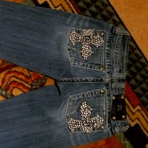 Miss Me cross rose rhinestone Jean's size 25